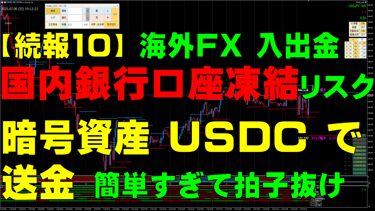 海外FX入出金で国内銀行口座凍結リスク：暗号資産 USDC でEBCへ初送金